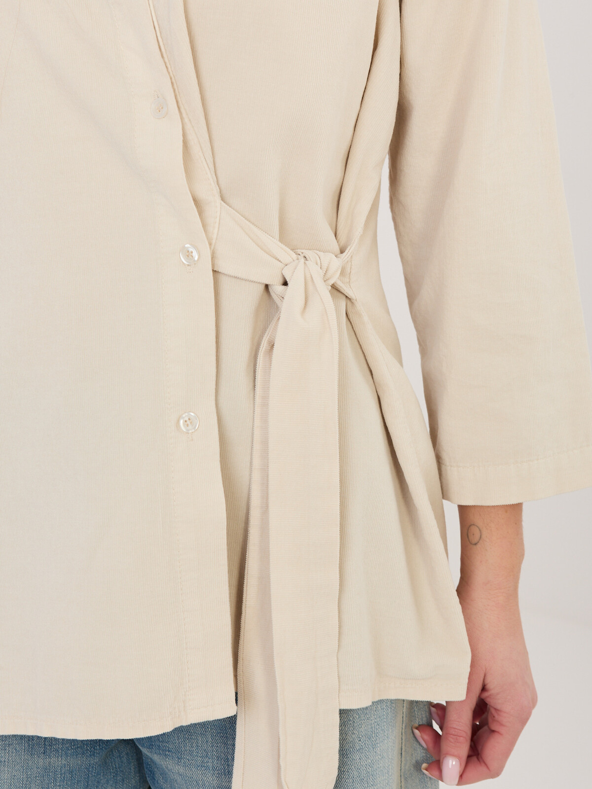 Béžová strukturová košile s vázáním