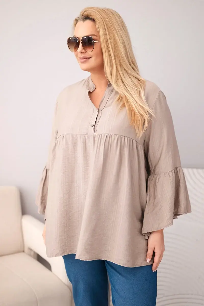 Kesi Plus-size dámská halenka s volánovým rukávem