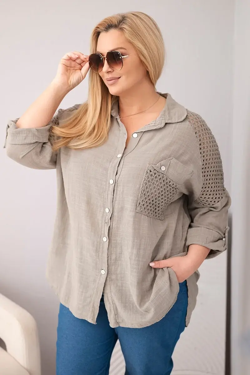 Kesi Włoski dámská košile s límcem a krajkou