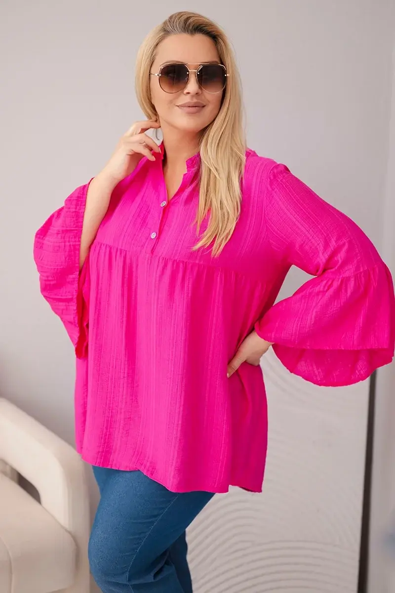 Plus size viskózová halenka Kesi s volánovými rukávy