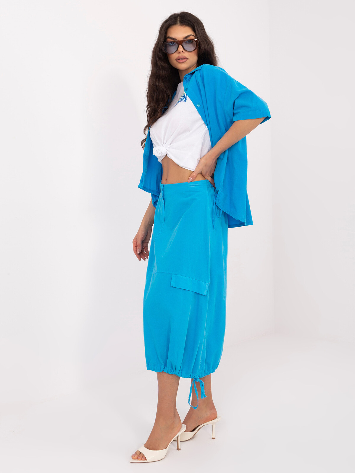 Modrá cargo sukně RUE PARIS