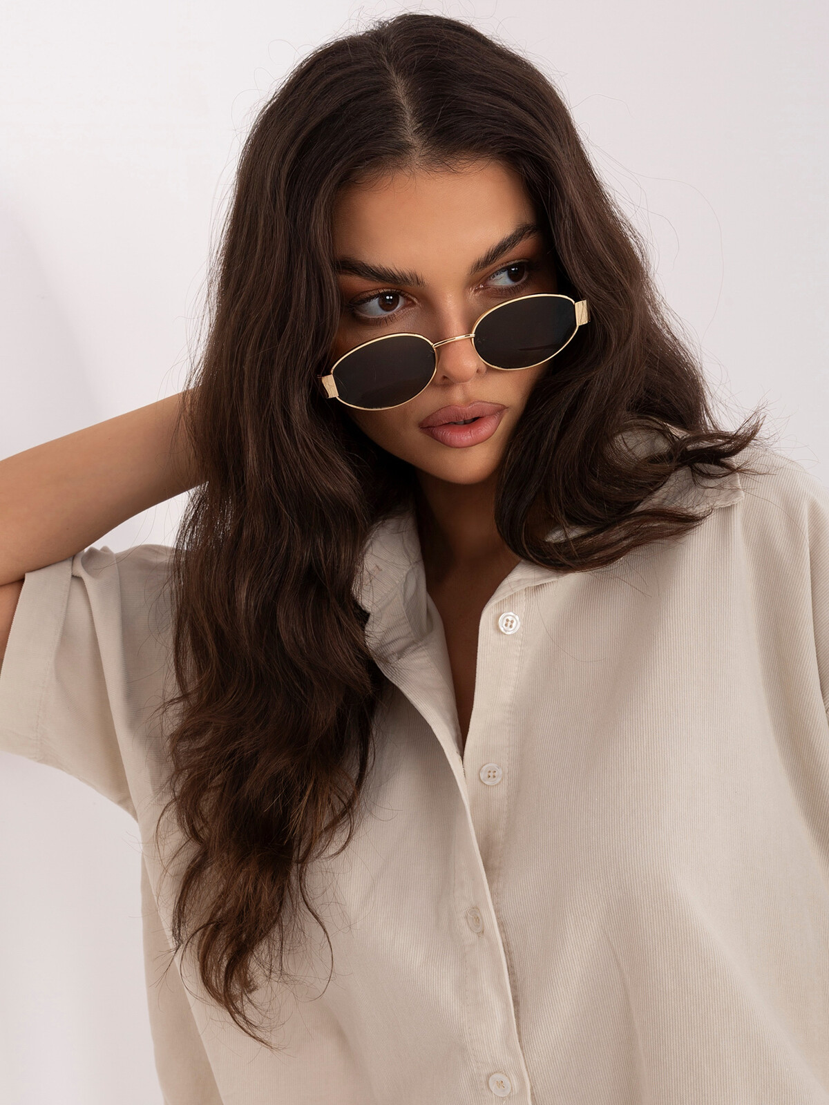 Béžová struksová košile s krátkým rukávem