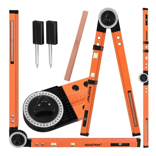 Nastavitelný tesařský úhloměr s vodováhou