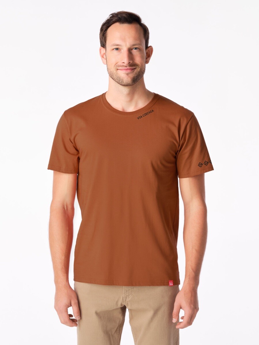 Pánské tričko s potiskem cityzen agen via czechia skořicová s