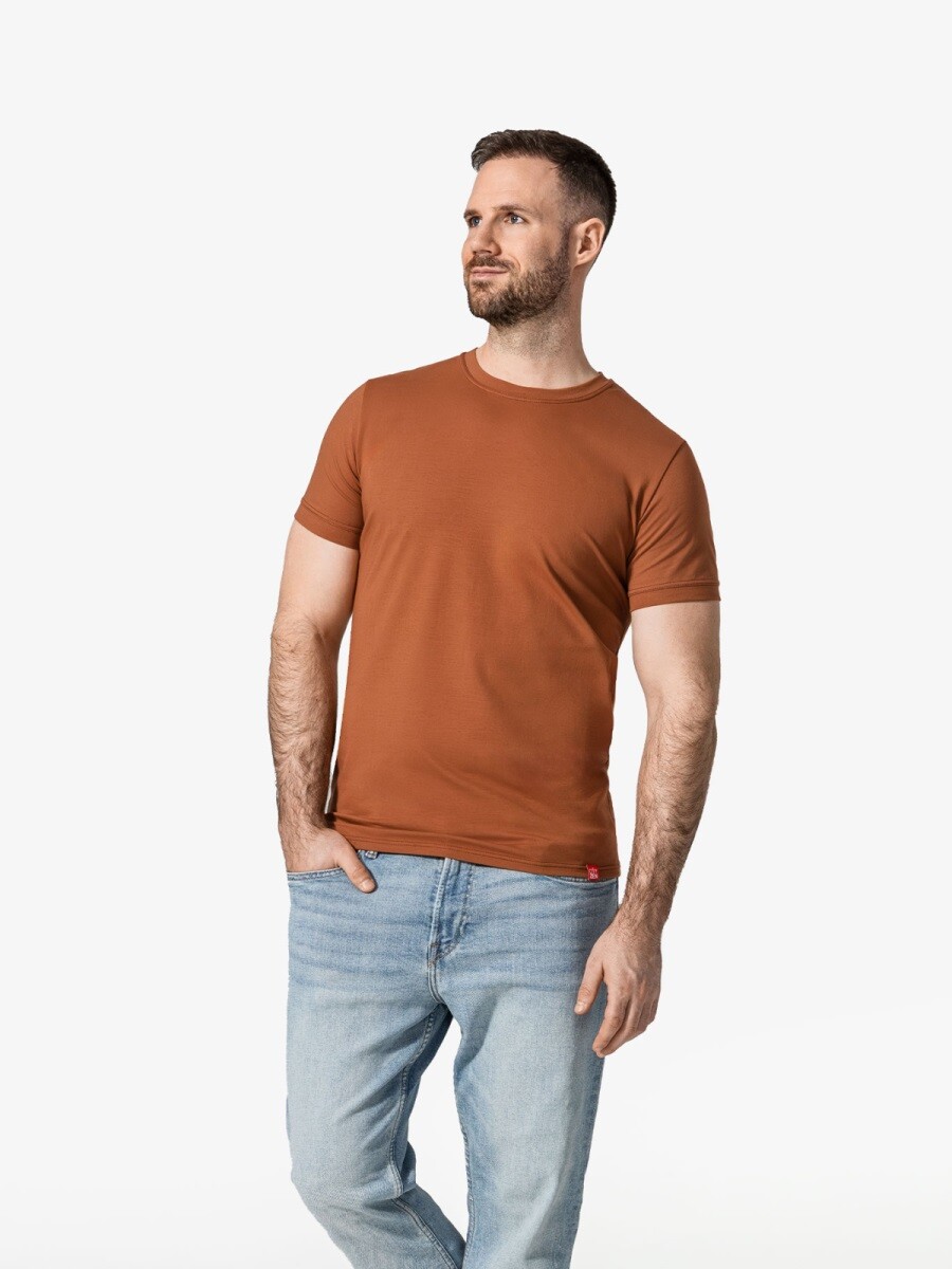 Pánské tričko slim fit cityzen davos skořicová s
