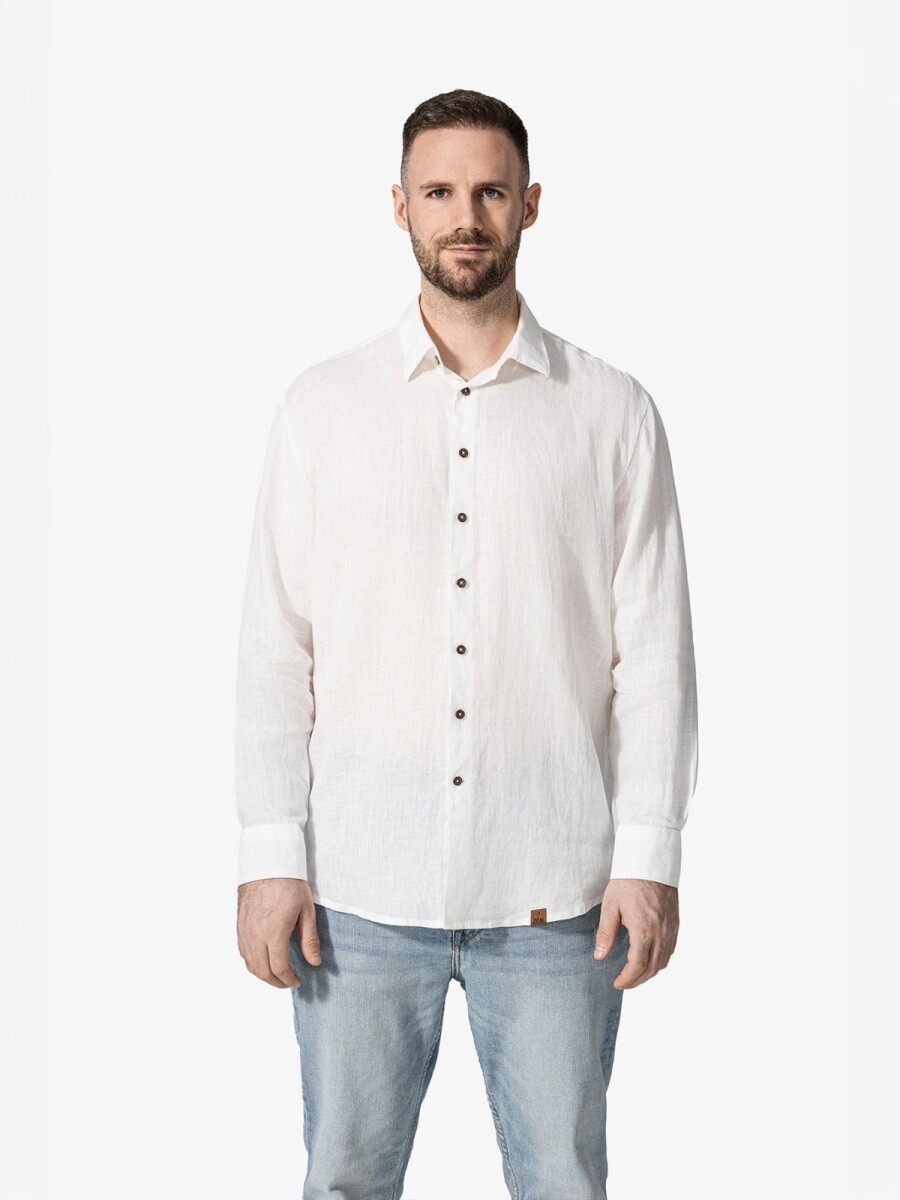 Pánská lněná košile cityzen capri bílá m