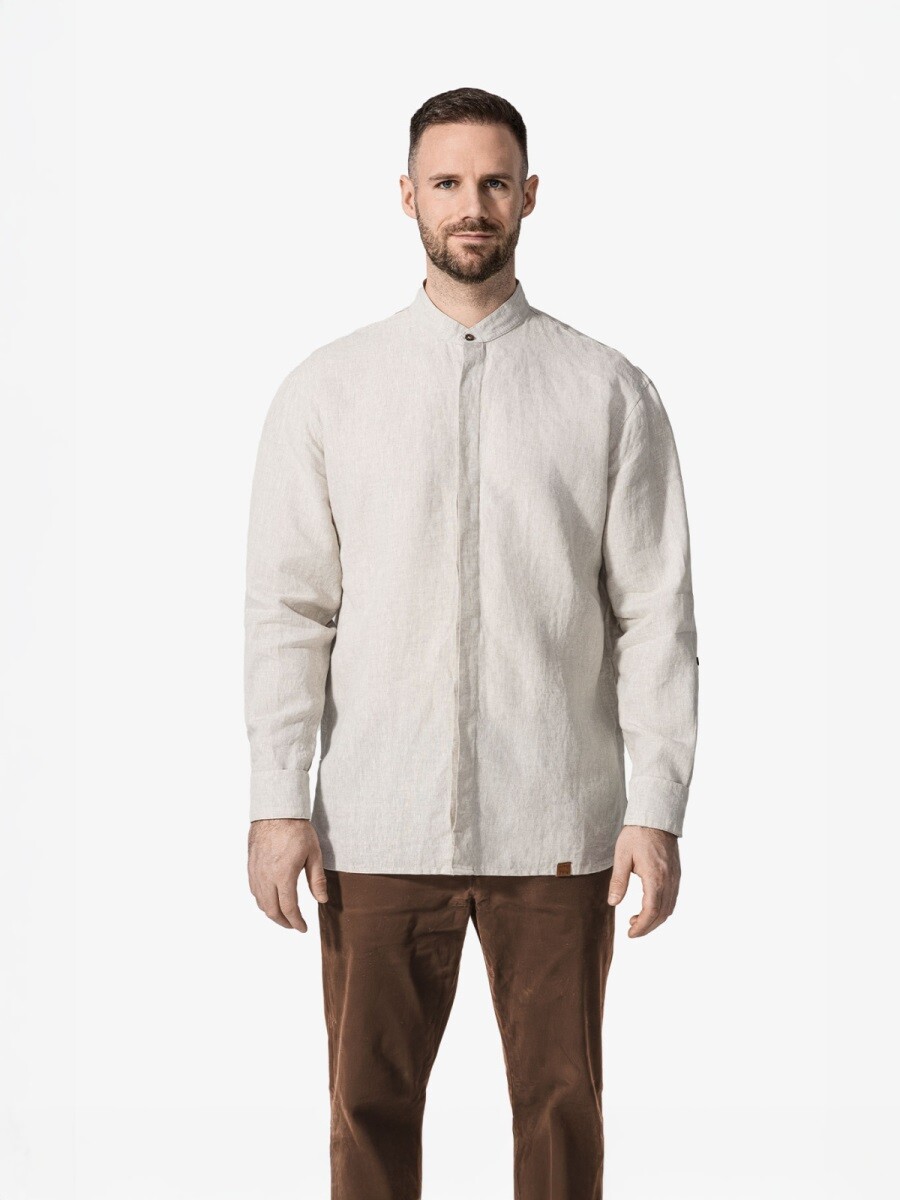 Pánská lněná košile cityzen milano přírodní béžová m