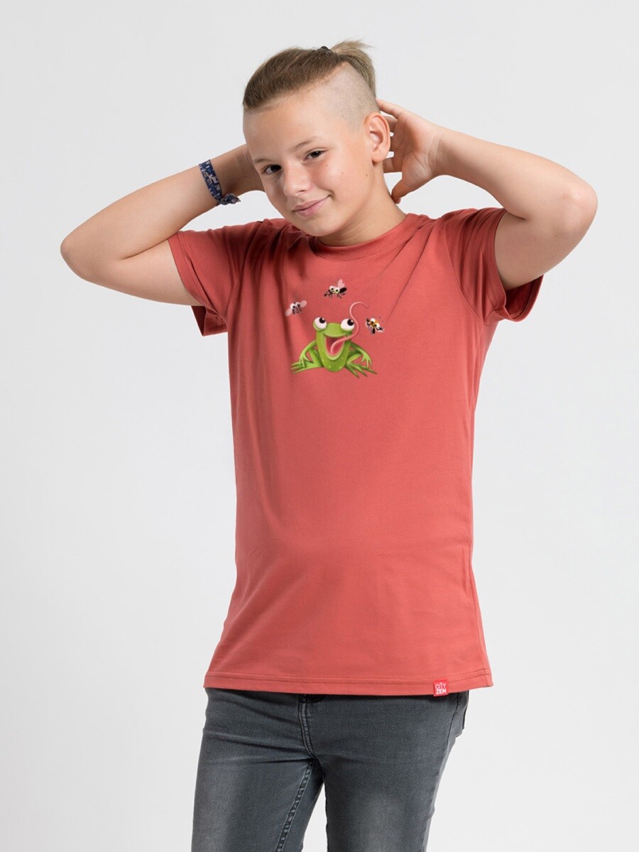Dětské tričko cityzen matyáš s potiskem jelínek bláznivá žába cihlová 128-134
