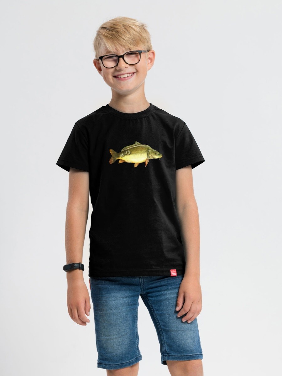 Dětské tričko cityzen matyáš s potiskem jelínek kapr černá 128-134