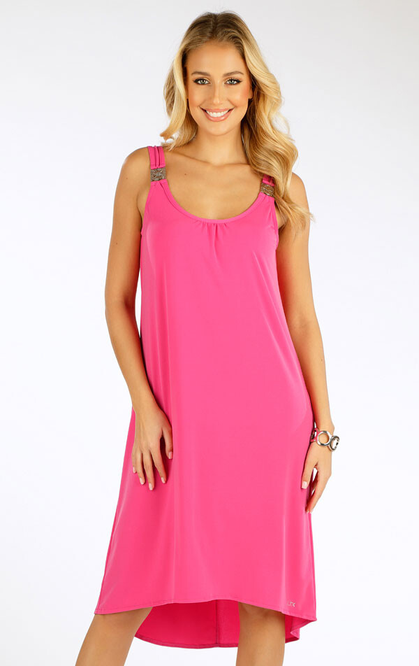 Šaty dámské na ramínka 5g000 růžová litex s