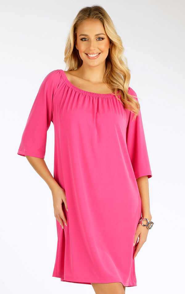 Šaty dámské s odhalenými rameny 5g001 růžová litex s