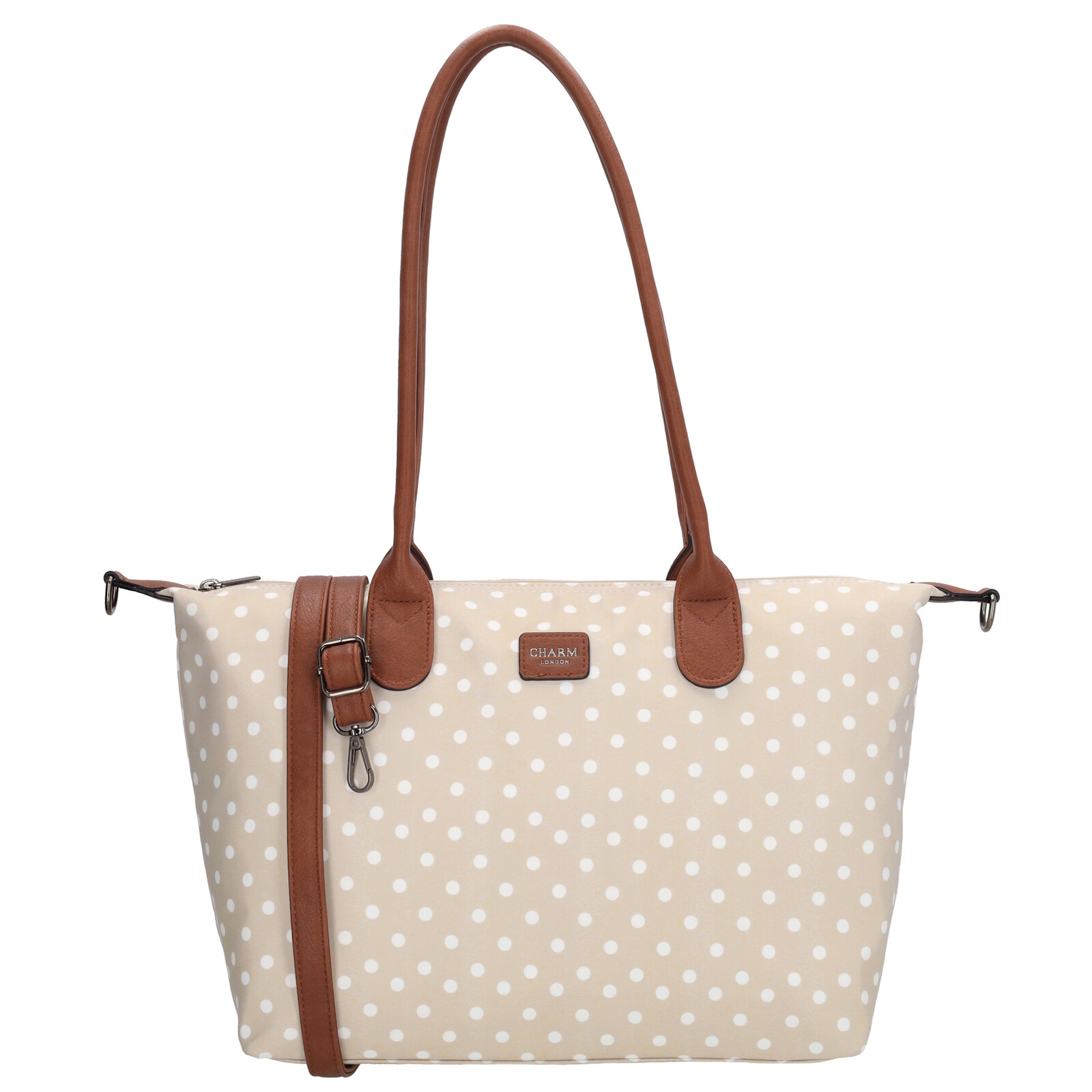 Shopper kabelka Charm London Buckingham - 15,5L - taupe s puntíky