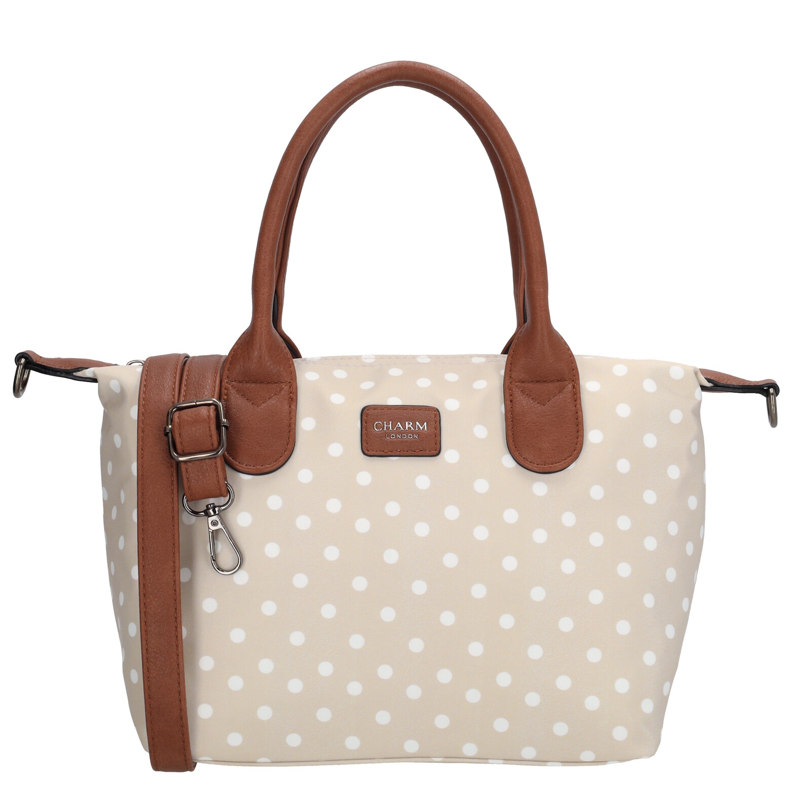Dámská kabelka Charm London Buckingham - 6,5L - taupe s puntíky