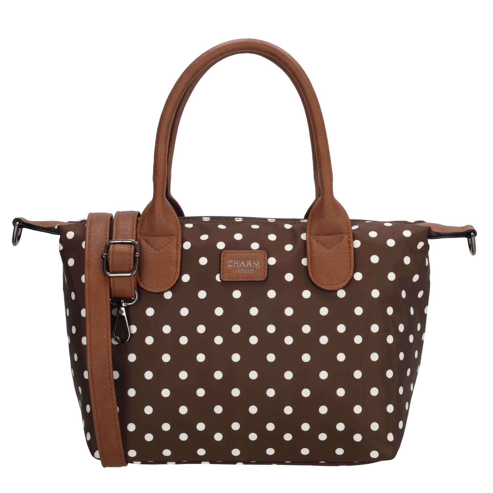 Dámská kabelka Charm London Buckingham - 6,5L - tmavě hnědá s puntíky