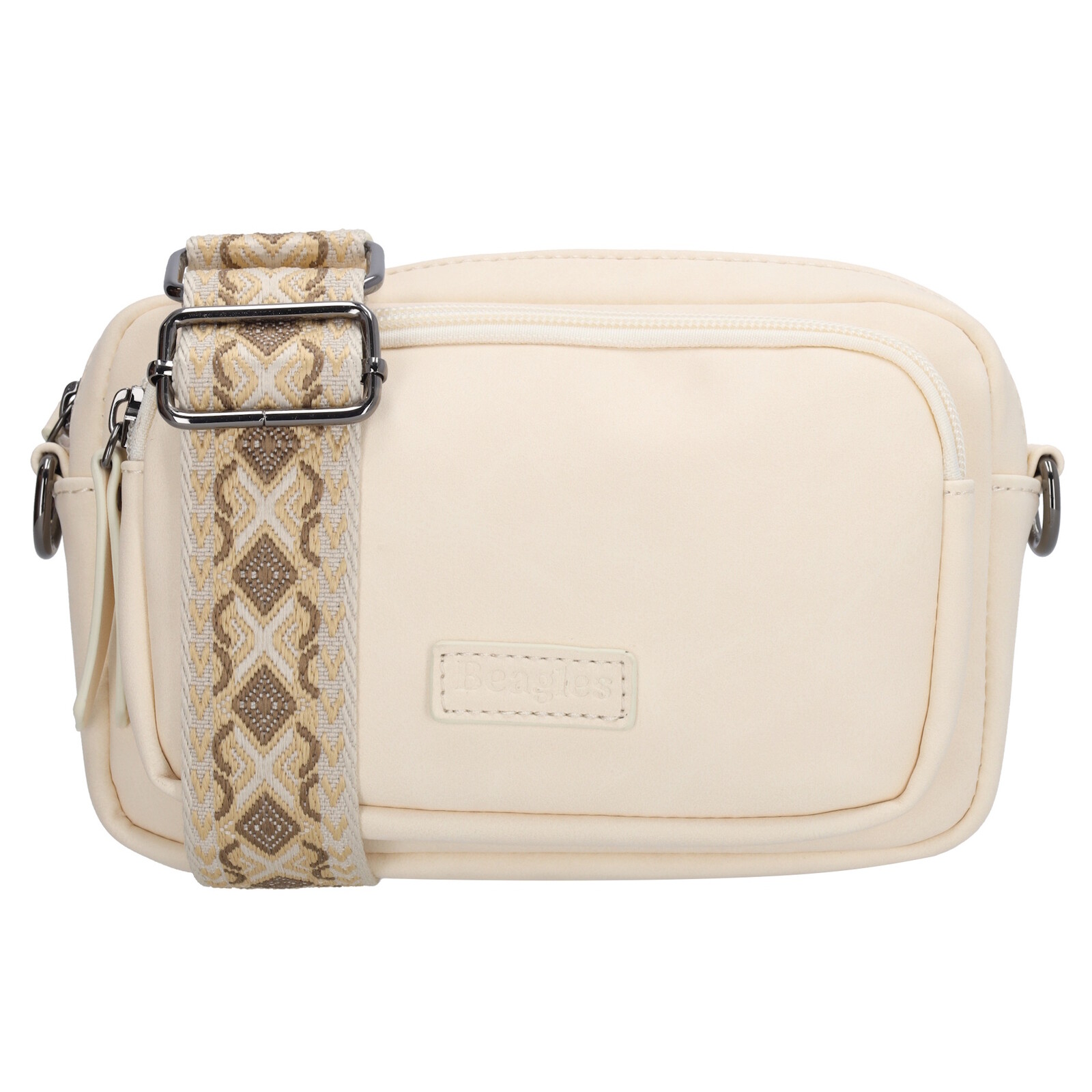Beagles crossbody kabelka Malaga s dekorativním popruhem - krémová