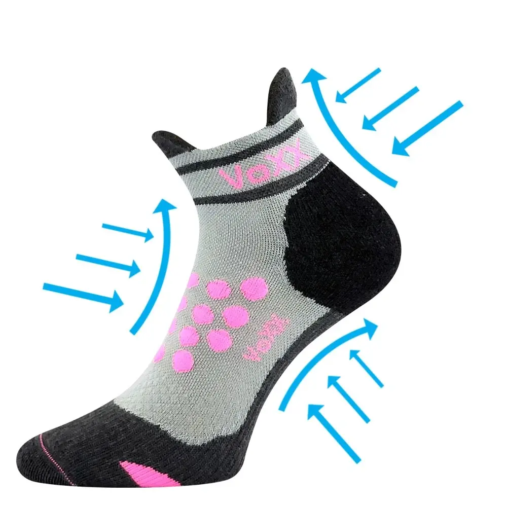 VOXX Ponožky kompresní sportovní SPRINTER nízké s ionty stříbra SVĚTLE ŠEDÉ S RŮŽOVOU 35-38 126114