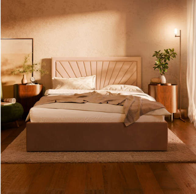 Manželská postel VASTO Velvet 140×200 cm hnědá