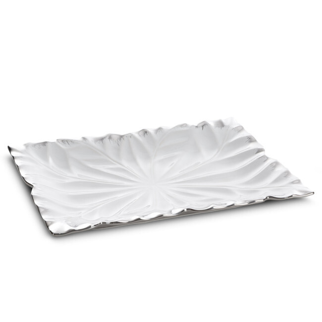Dekorativní podnos NIRA 01 bílý / stříbrný