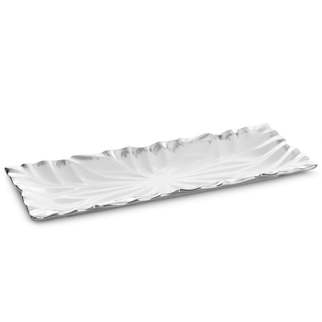 Dekorativní podnos NIRA 03 bílý / stříbrný