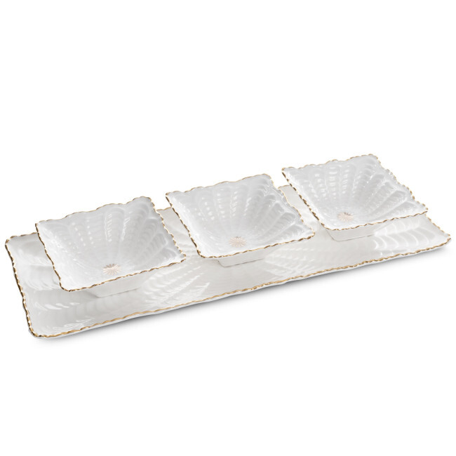 Dekorativní podnos GAIA 03 krémový / zlatý
