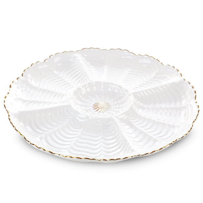 Servírovací talíř GAIA 06 krémový / zlatý
