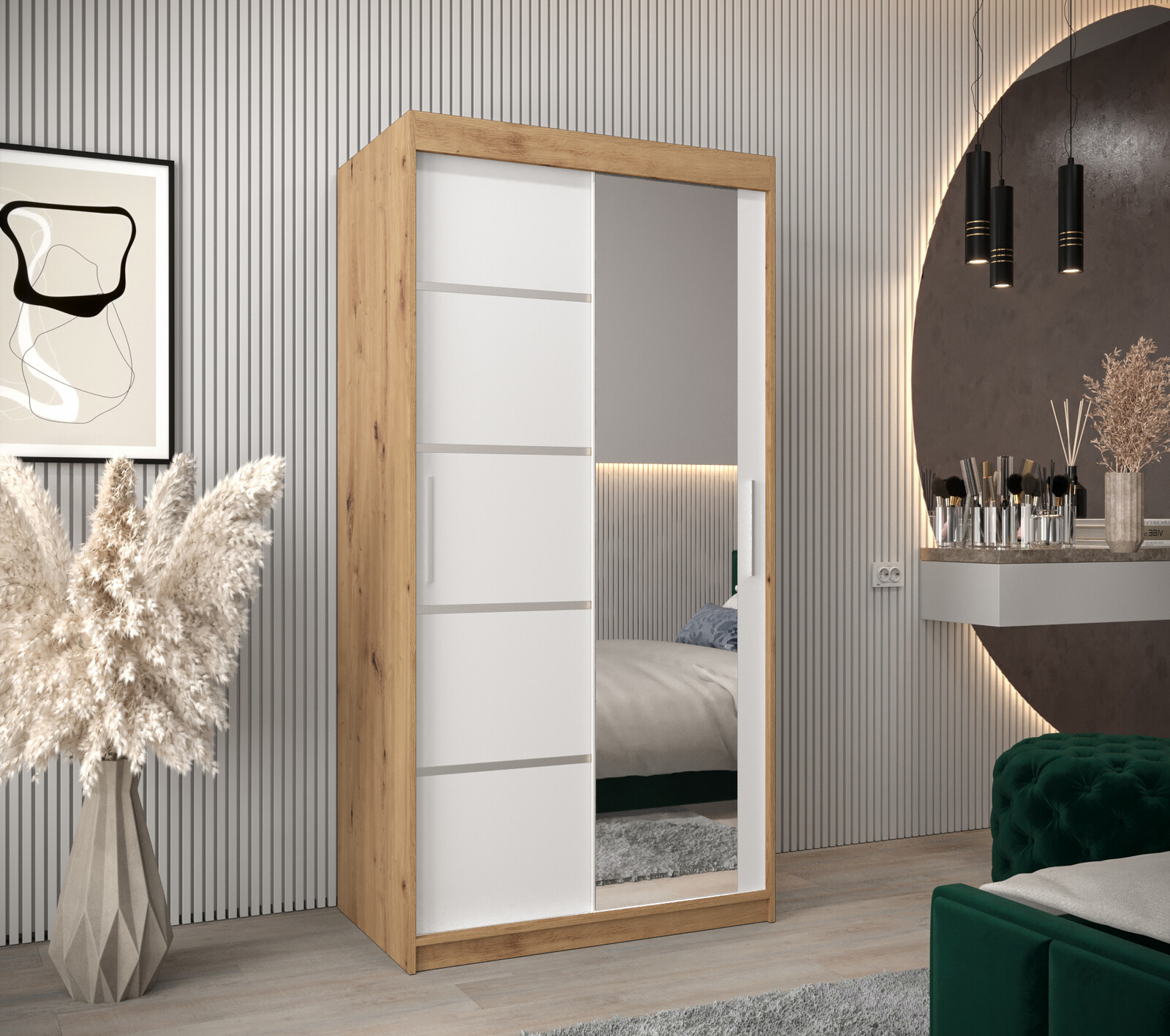 Šatní skříň Abi V2 Barva korpusu: Bílá, Rozměry: 100 cm, Dveře: Bílá