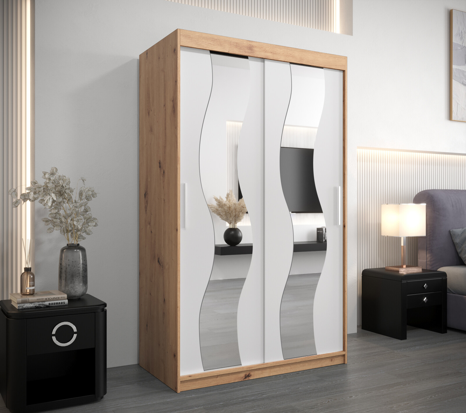 Šatní skříň Abi Se Barva korpusu: Bílá, Rozměry: 100 cm, Dveře: Dub sonoma