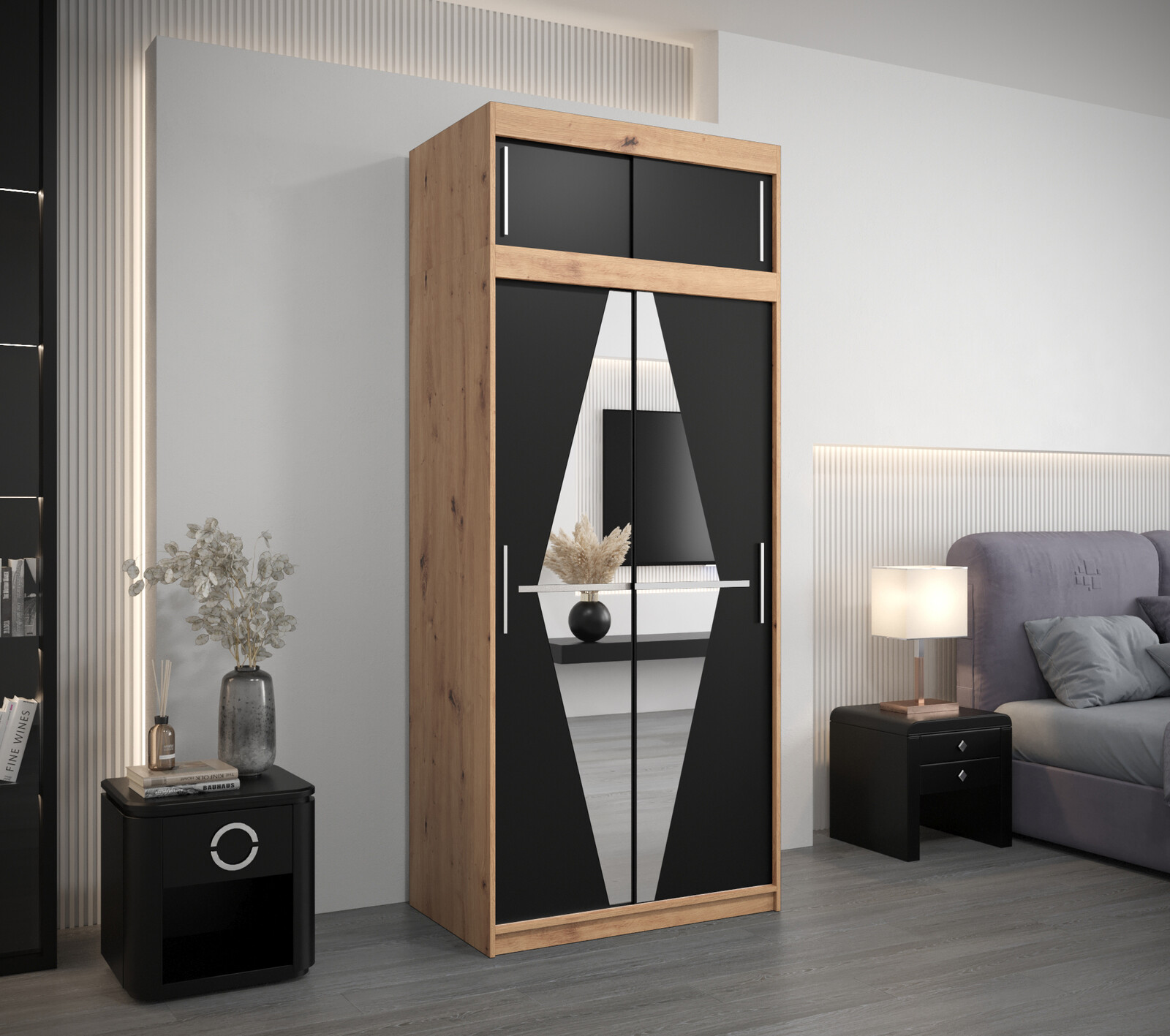 Šatní skříň Abi Bo s nástavcem Barva korpusu: Bílá, Rozměry: 100 cm, Dveře: Bílá