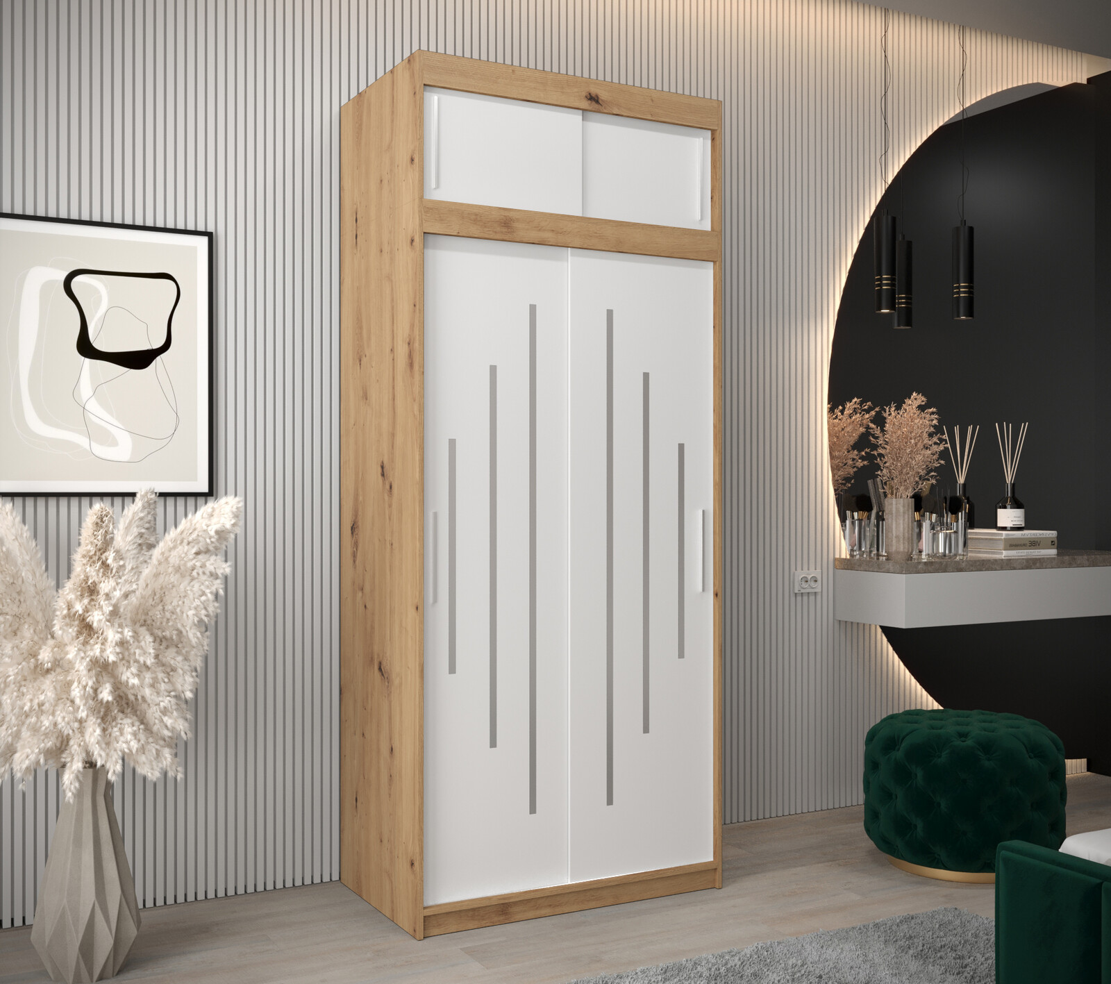 Šatní skříň Abi Y0 s nástavcem Barva korpusu: Bílá, Rozměry: 100 cm, Dveře: Bílá