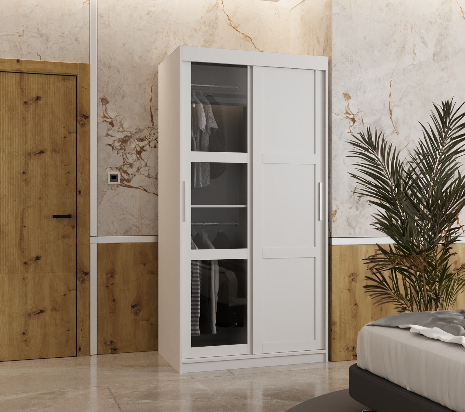 Šatní skříň Abi Dome 3 Rozměry: 100 cm, Barva korpusu + barva dveří: Bílá + Bílá