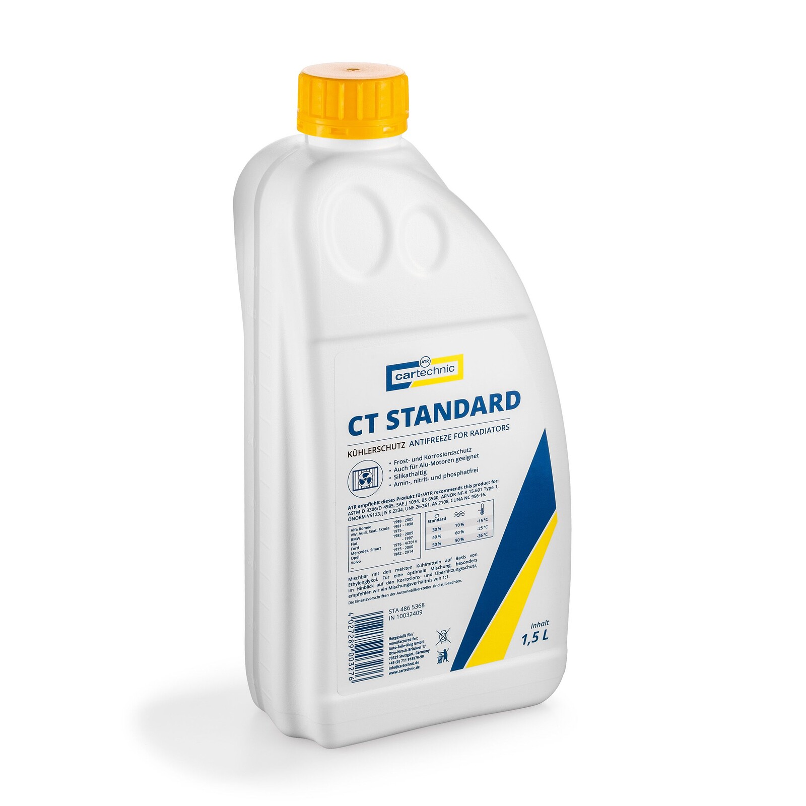 Chladicí kapalina - nemrznoucí směs CT Standard žlutozelená, různé objemy - Cartechnic Objem: 1,5 L