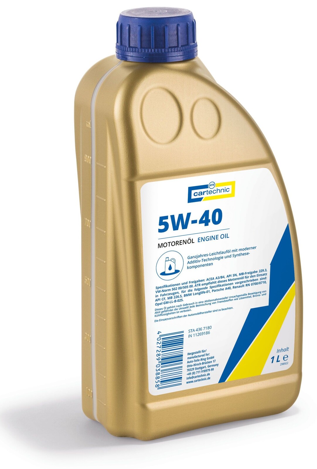 Motorový olej 5W-40, různé objemy - Cartechnic Objem: 1 L