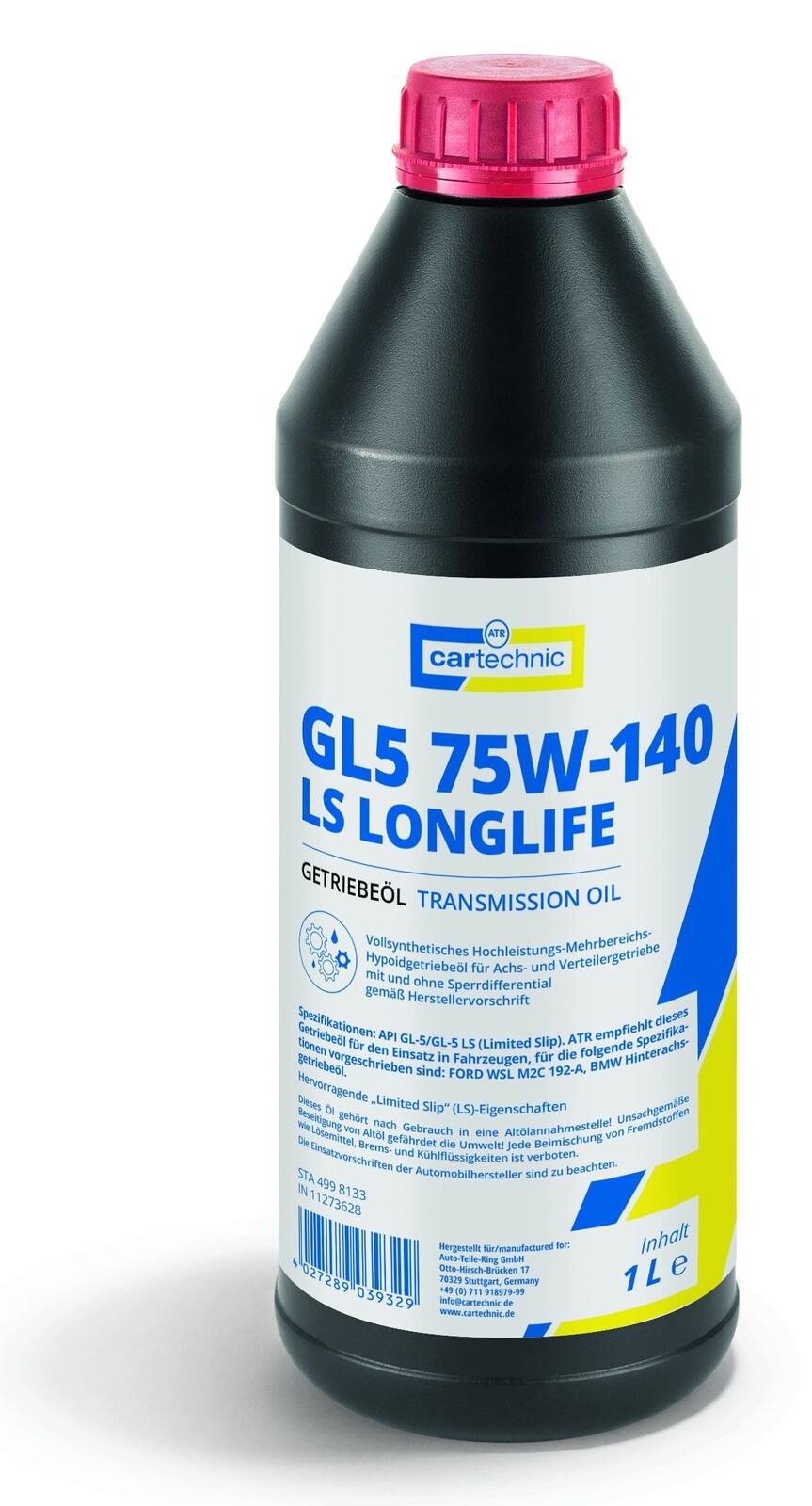 Převodový olej GL5 75W-140 LS Longlife, pro převodovky a nápravy, 1 litr - Cartechnic