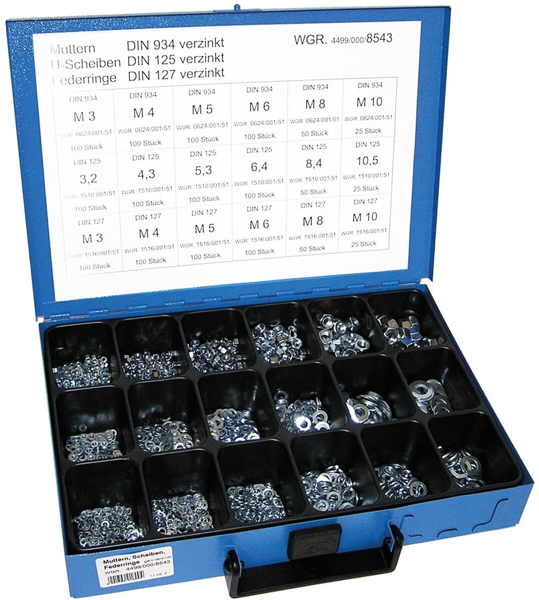 Dresselhaus Matice 6hranné, ploché a pérové podložky, různé rozměry, sada 1425 ks v kufru