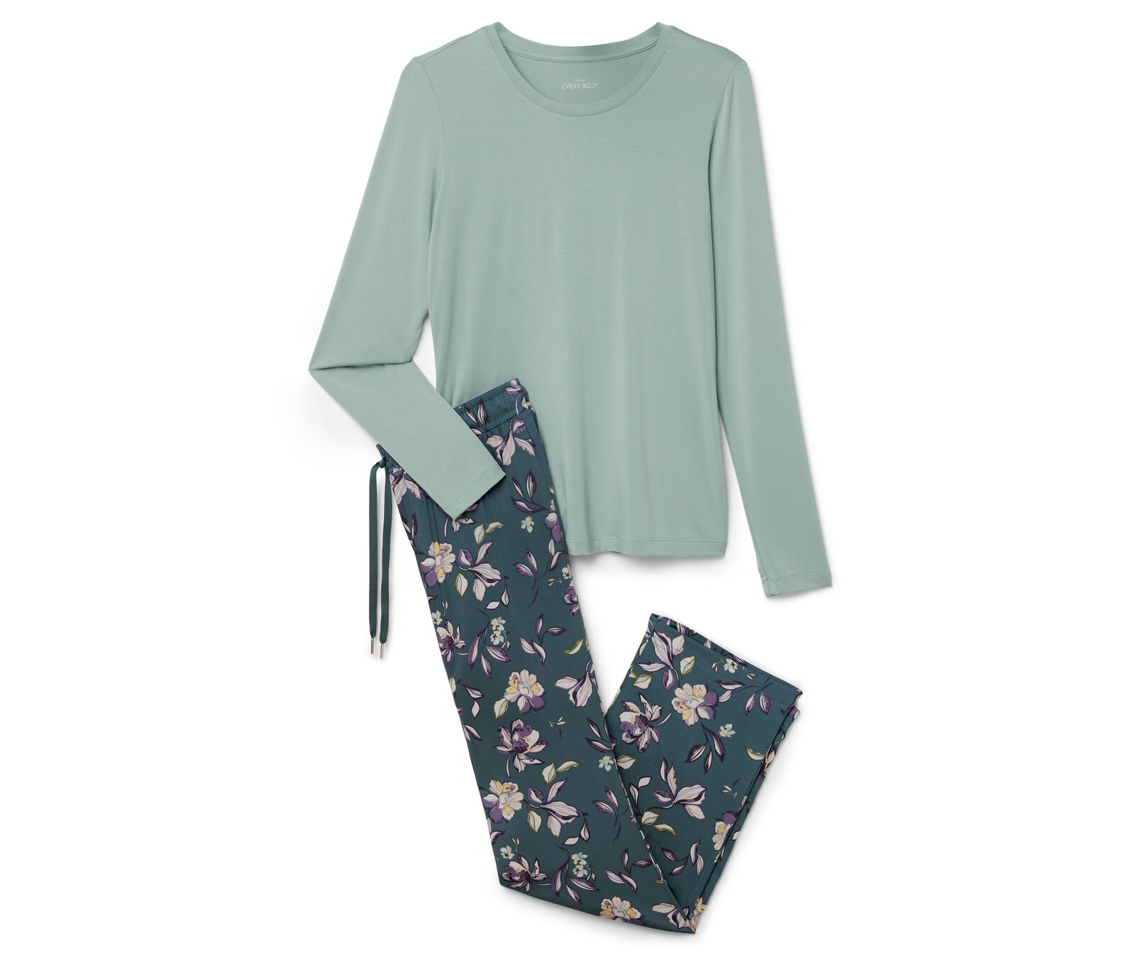 Tchibo - Pyžamo s tkanými kalhotami - pro ženy - vel. S 36/38 - barva: zelená/květovaný