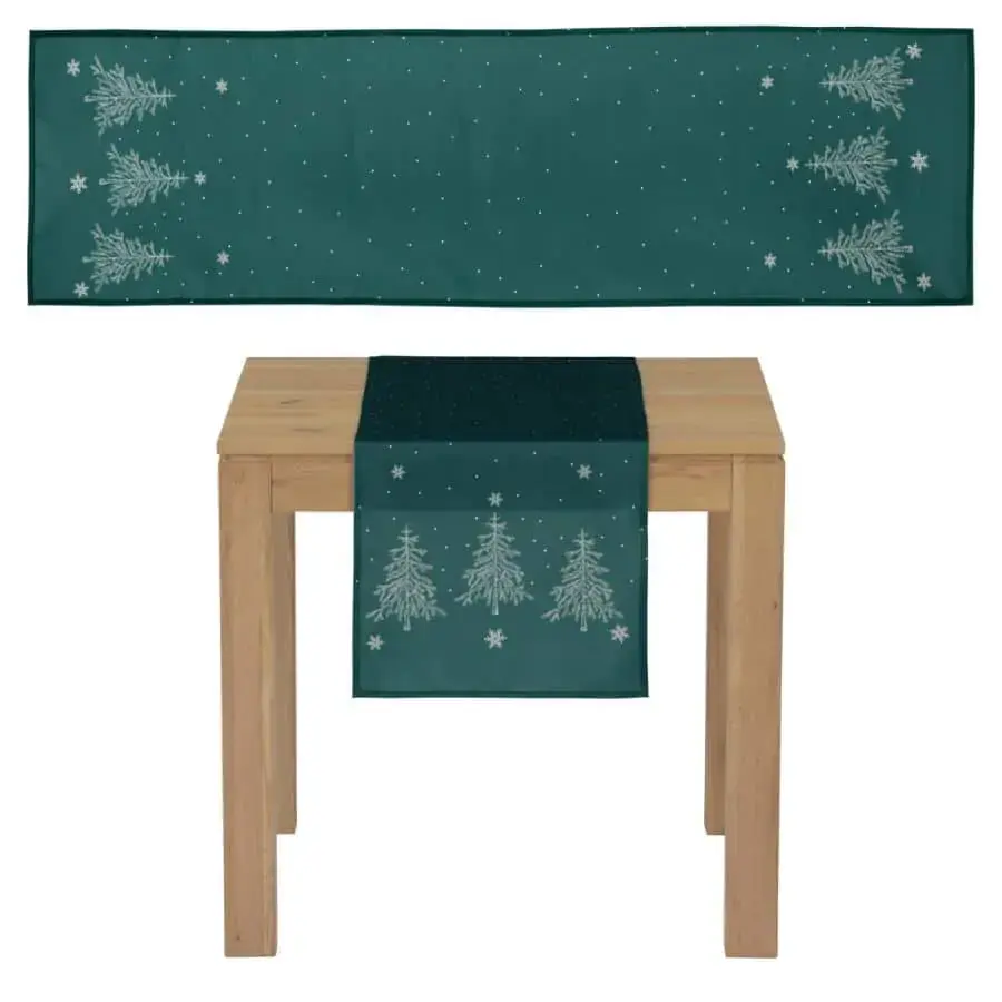 Autronic Běhoun s vánočním motivem - stromek na zeleném podkladu 40x150 cm UBR048