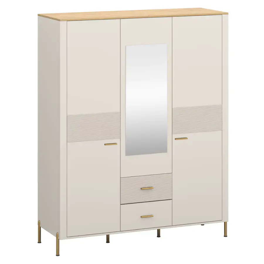 Tempo Kondela Skříň se zrcadlem RUNOL 3D2S - kašmír/dub