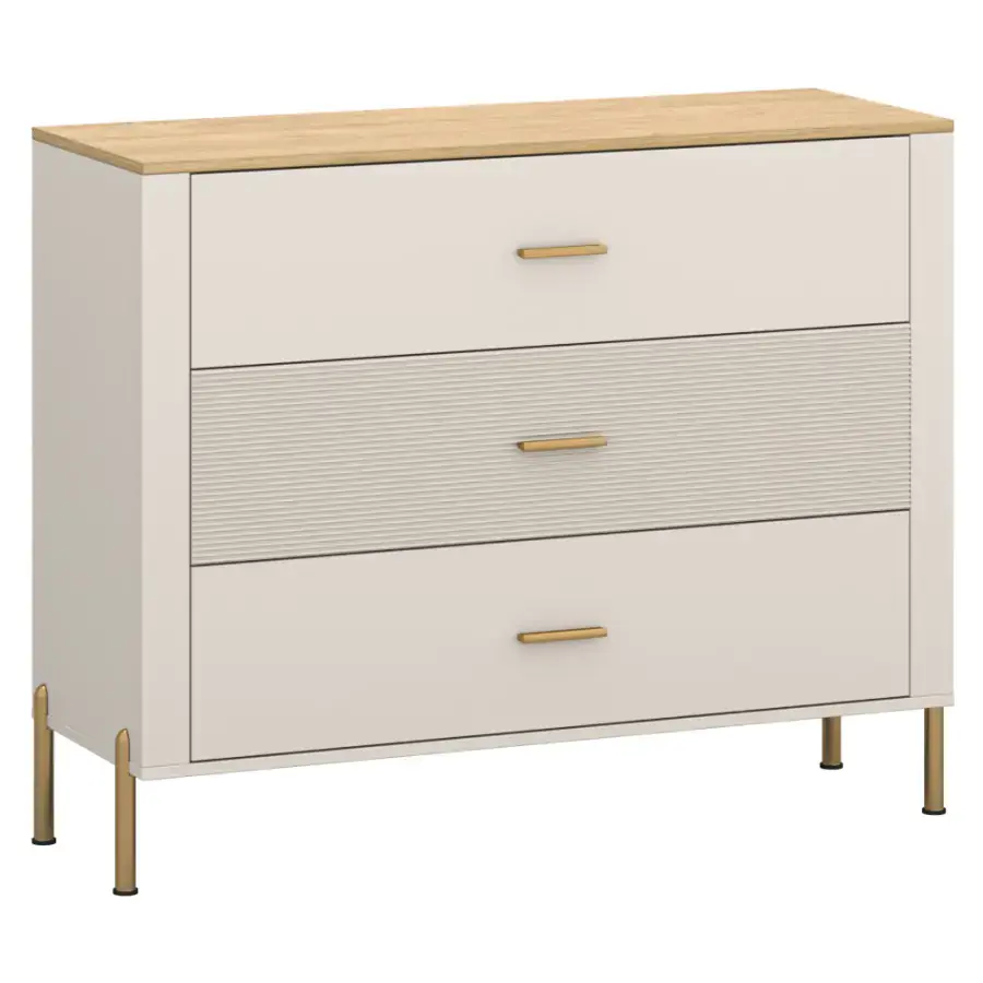 Tempo Kondela Komoda RUNOL 3S - kašmír/dub