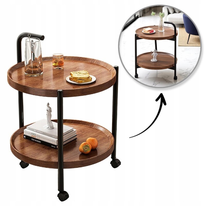 Dvouúrovňový Mobilní Konferenční Stolek Na Kolečkách Pod Notebook 50X50X64 CM