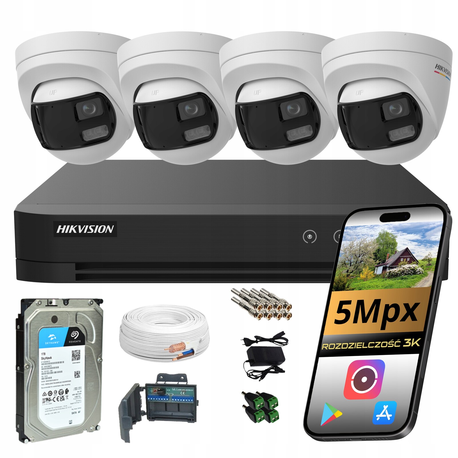 Monitorování Hikvision 4 Panoramatické Kamery Detekce Ai Colorvu Kompletní