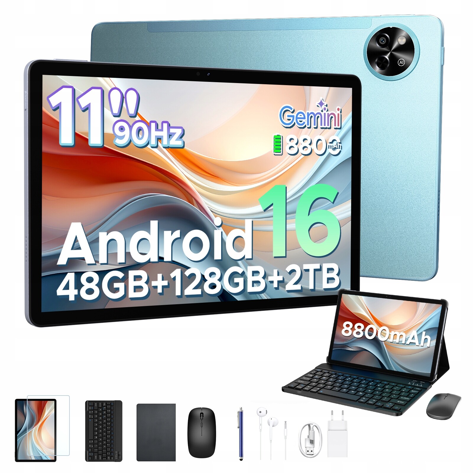 Tablet Pockam P11 11'' Android16 8/128GB 8800mAh 90Hz WiFi Gps Set