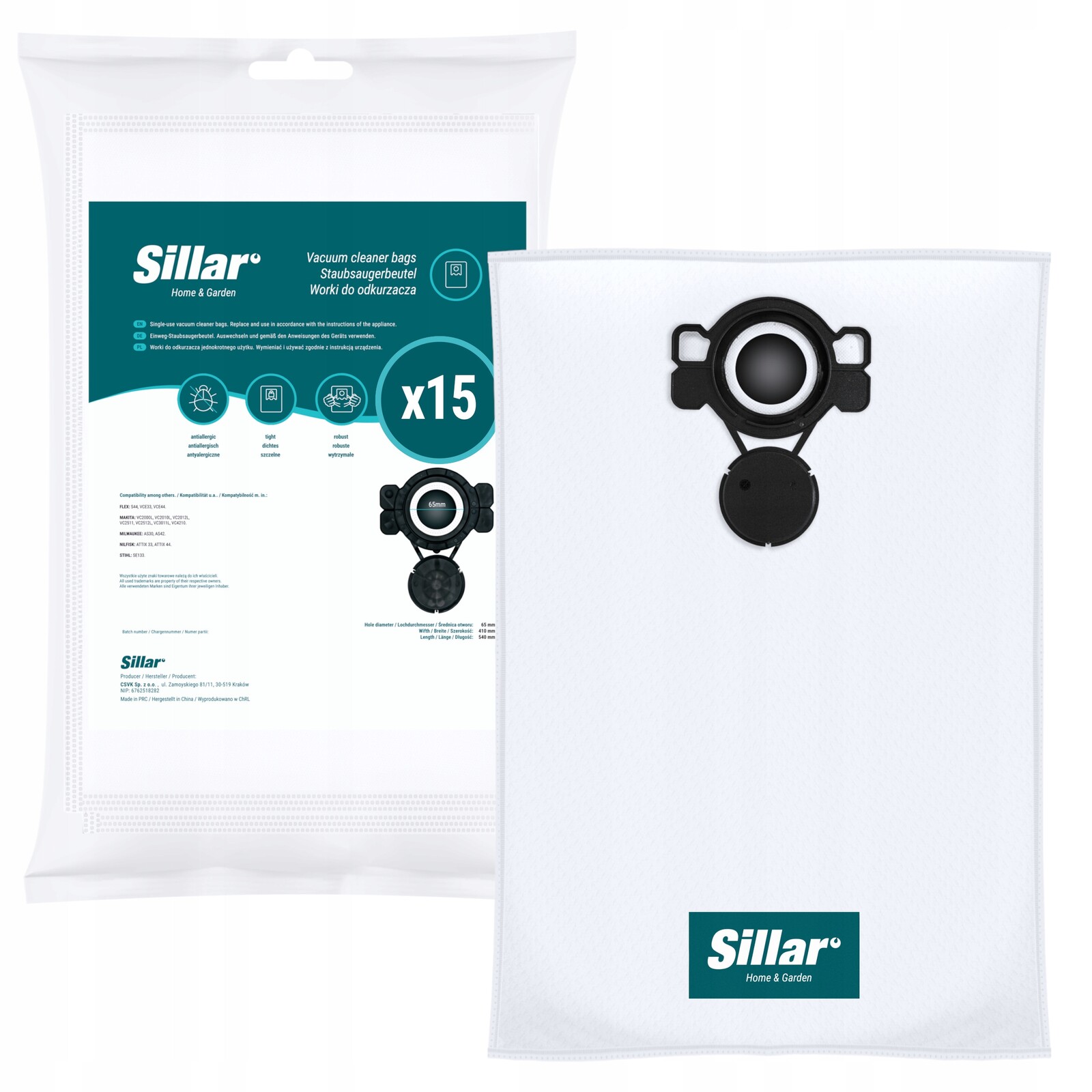 Sáčky Sillar pro Makita VC2010L VC2012L VC3011L VC2511 VC2512L 15ks