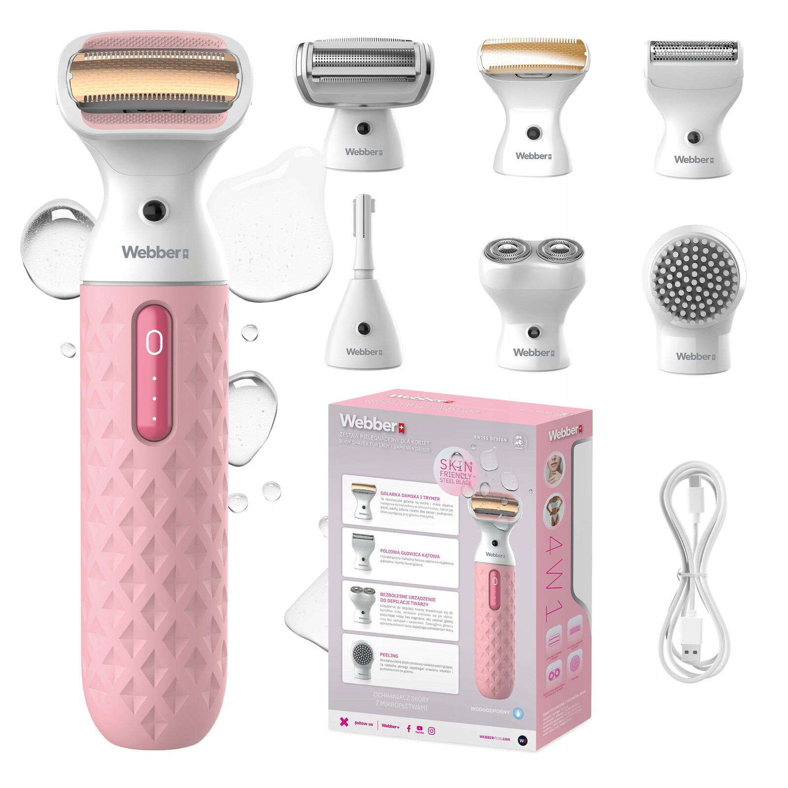 Holicí Strojek Dámský Webber LG400 Zastřihovač Depilátor Wet&Dry na tělo a obličej 4v1