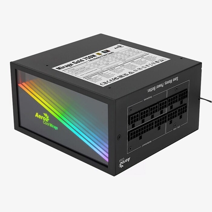 Napájecí zdroj AeroCool 750W Plus Gold Rgb Modulární Gaming Pc Atx Mirror Popis