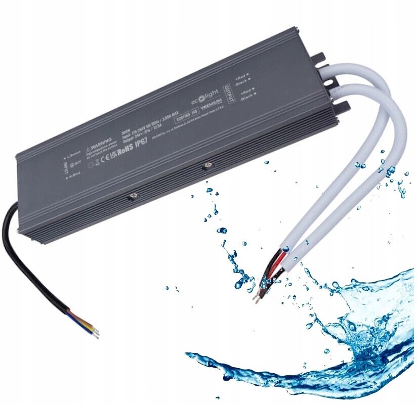 Napájecí zdroj pro Led 300W 24V 12,A Hermetický Vodotěsný IP67 Premium Line