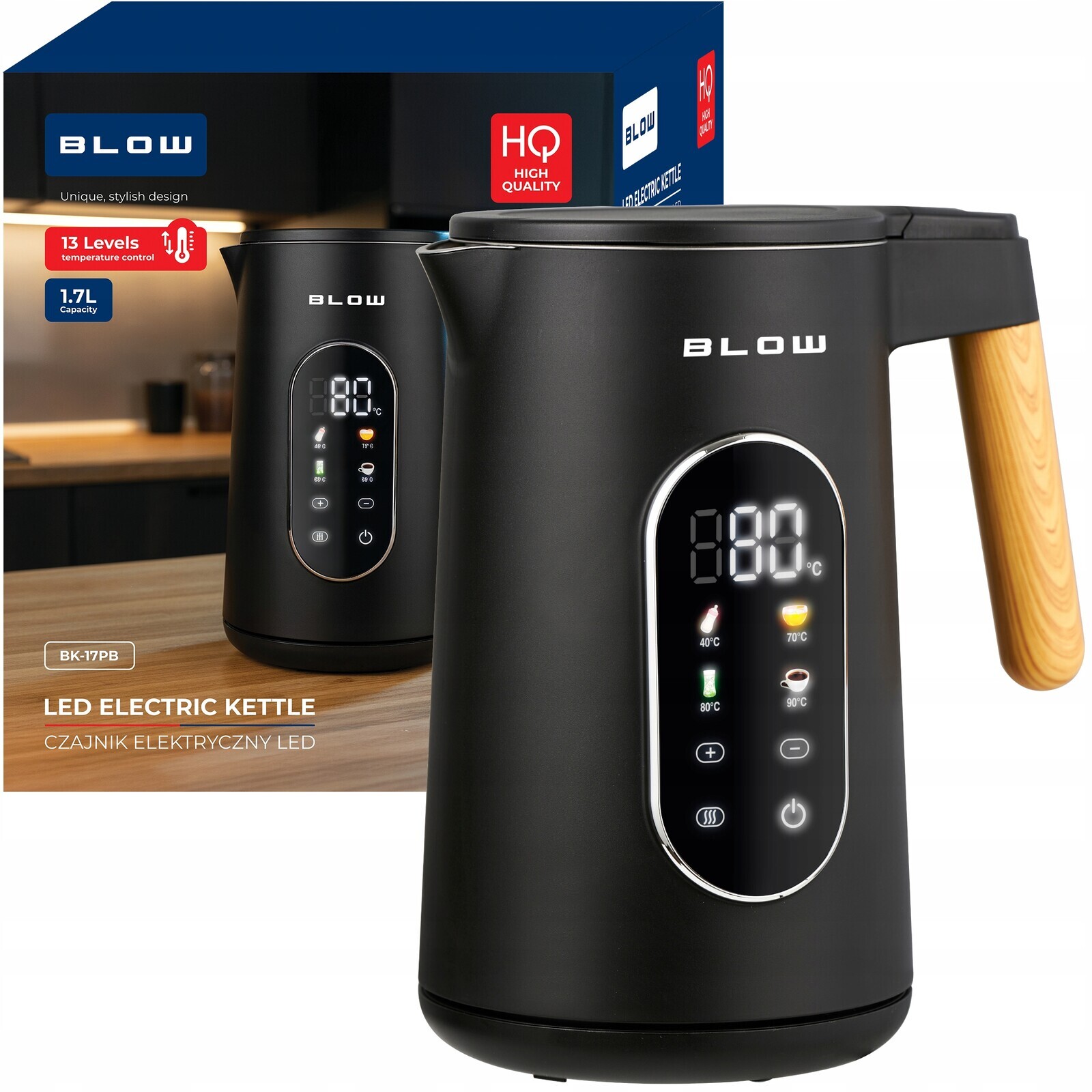 Rychlovarná Konvice Černá 2500 W 1,7 L Regulace Teploty Bezdrátová