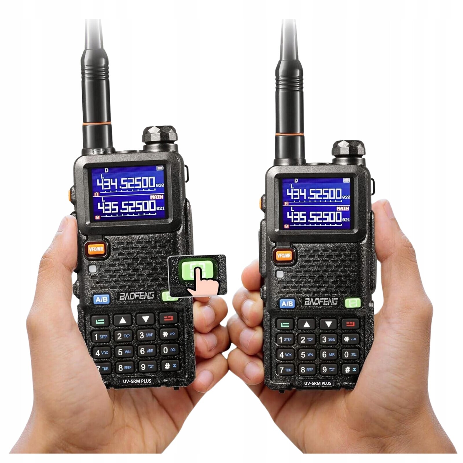 2x Baofeng vysílačky UV-5RM Plus 10W Fm rádio dvoupásmové Uhf/vhf sada
