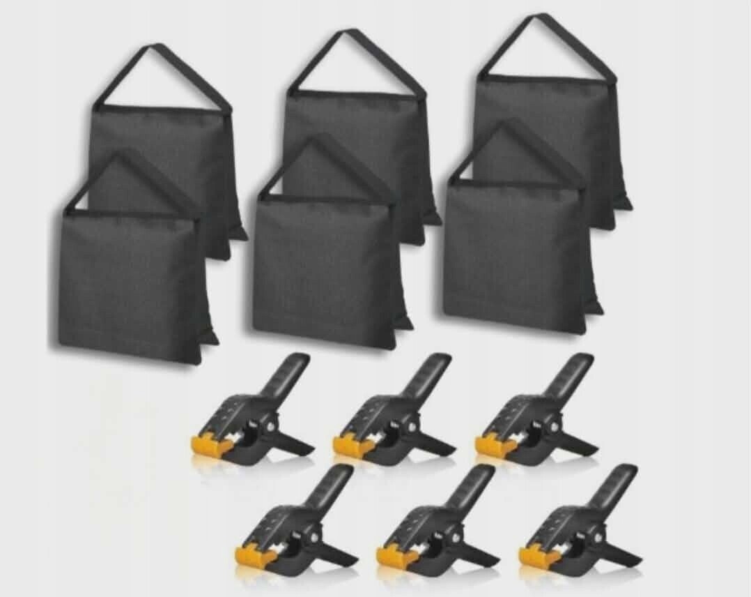 6 x Sáček Na Písek Zátěž Emart 6 Kusů Černý Pružinové Svorky