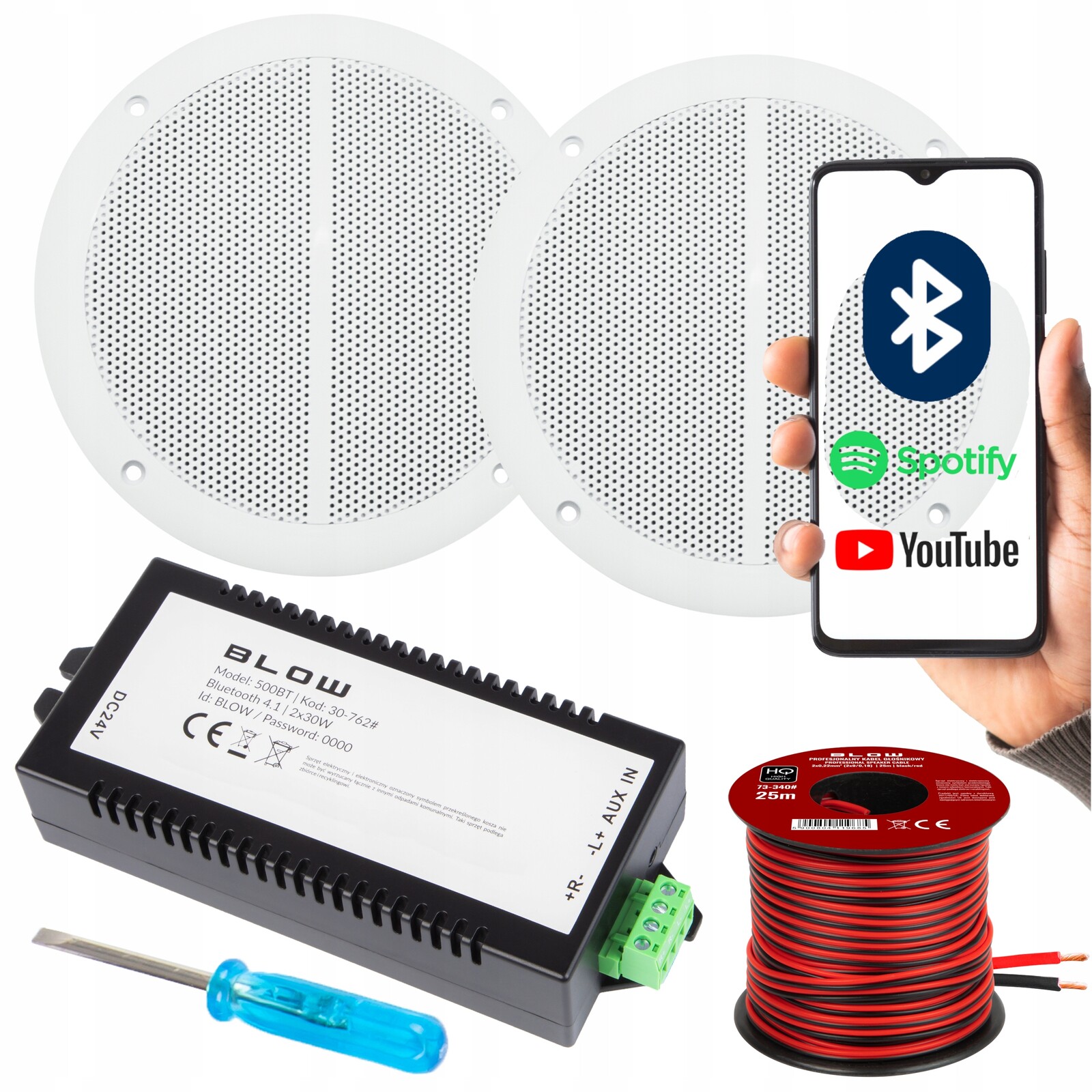 2x Dvoupásmový Stropní Reproduktor 5