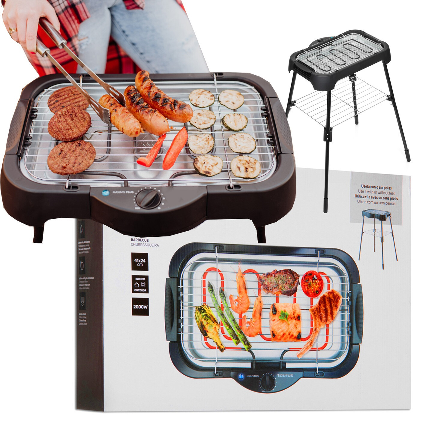 Tradiční elektrický gril Taurus Maxim's Plus černý 2000 W